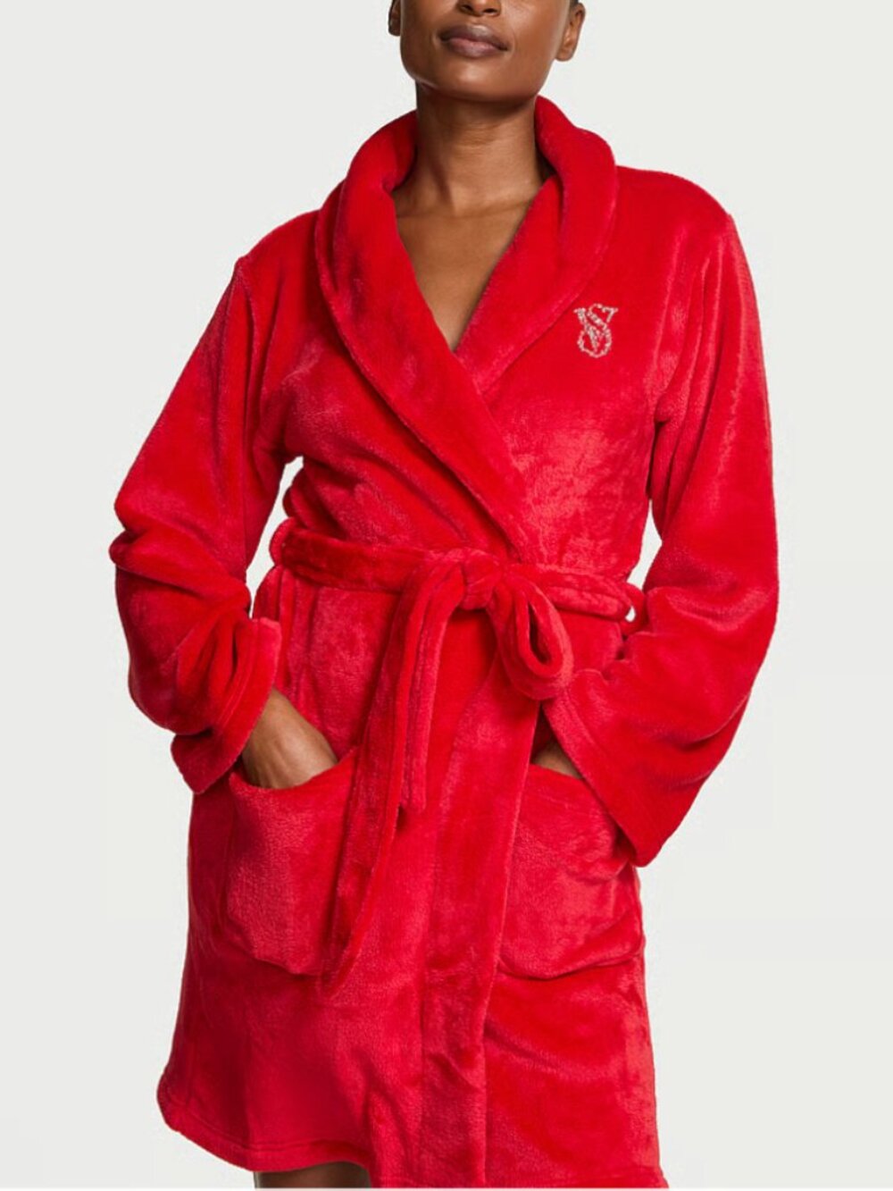 Victoria's Secret Cozy Plush Robe - Plush Short Robe | Red - Women's XS/S